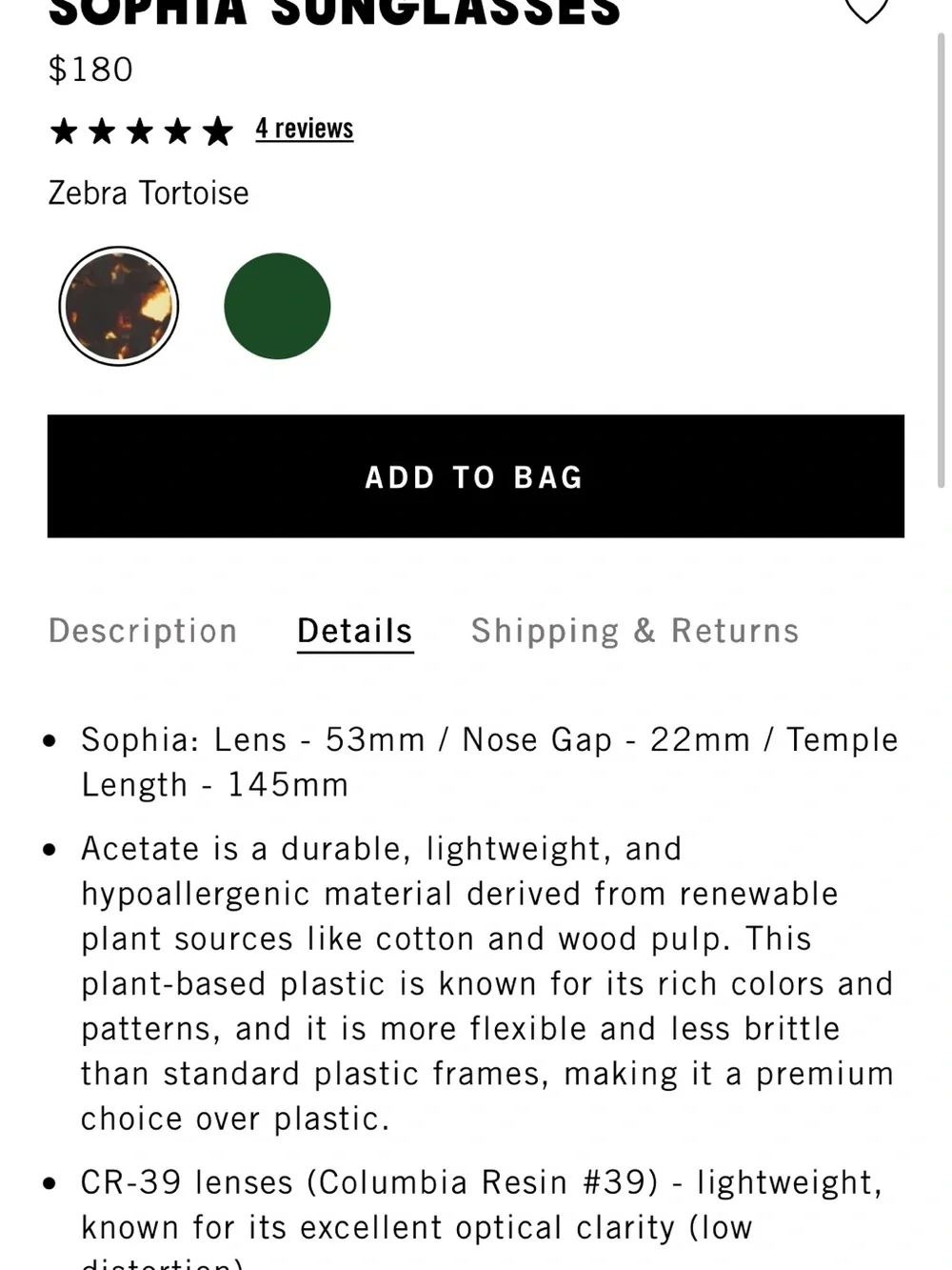 Clare V Sophia sunglasses - Zebra Tortoise NWT $180
